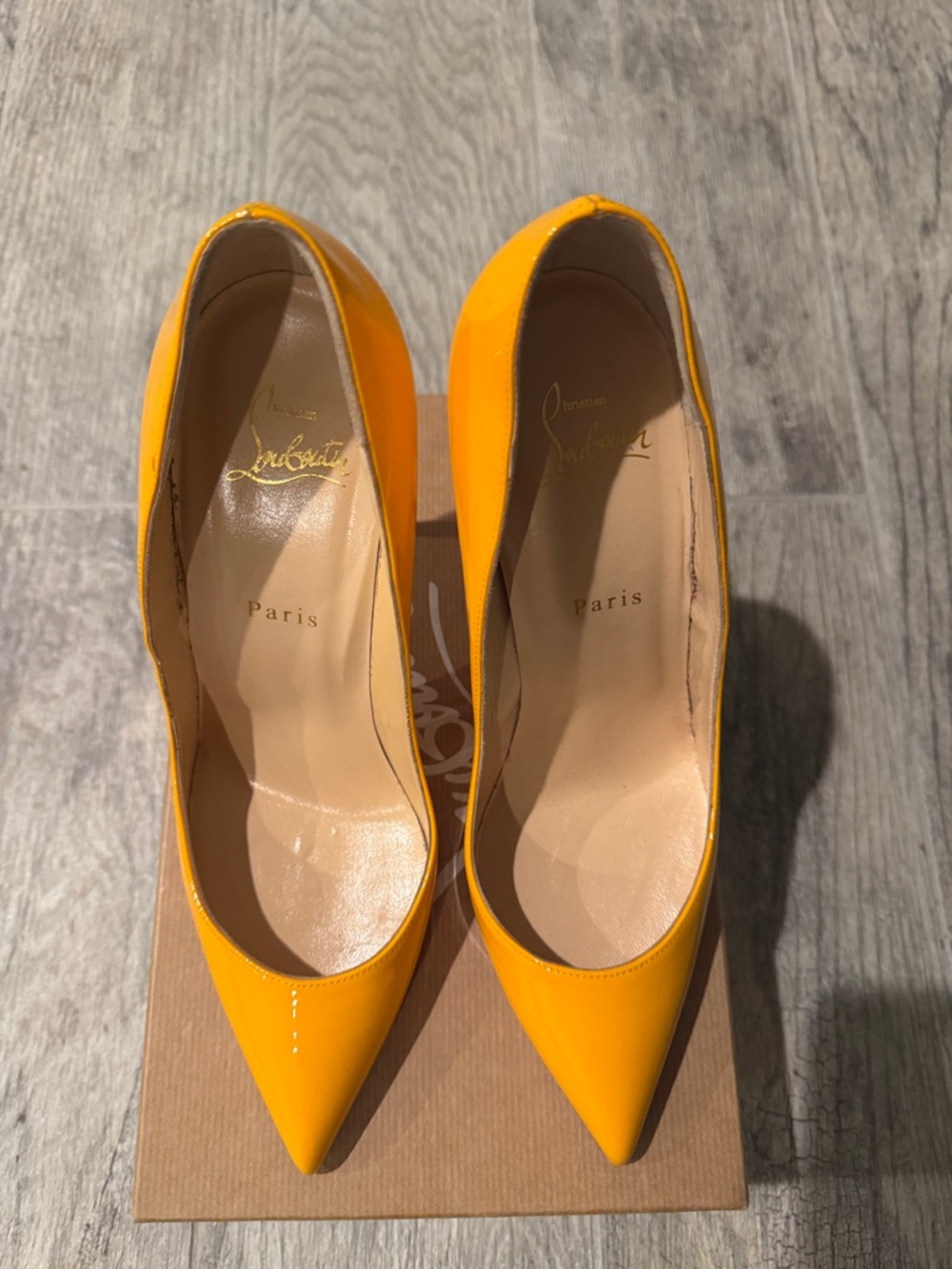 Christian Louboutin Bright Yellow Patent Pointed-Toe Pumps